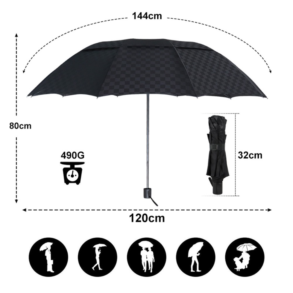 Double Layer Dark Grid Big Umb - đánh giá và giá Golf Umbrella Large